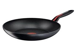 Lagostina Ligne rouge Wok antiadhésive en aluminium, Ø 28 cm, casserole à induction, gaz et four jusqu'à 175 °C, indicateur de cuisson thermosignal, poignées en silicone antidérapantes