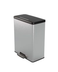 CURVER Poubelle Deco Rectangle 65L, Gris Métallisé, pour Cuisine, Buanderie, Garage, 486x284x615 mm, PP 100% recyclé(version précedente)