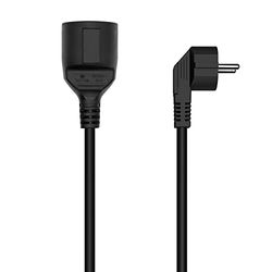 Cable alargador - Cable de alimentación schuko, cee7/m-cee7/h, 2.0m, Color Negro, Ideal para Extender Conexiones eléctricas.
