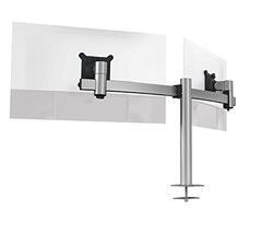 Durable 508623 Monitor beugel voor 2 schermen met bladdoorvoer, voor VESA-beeldschermen 21-27", 360° draaibaar, kantelbaar, in hoogte verstelbaar, zilver