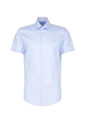 Seidensticker Zakelijk overhemd voor heren, slim fit, strijkvrij, kent-kraag, korte mouwen, 100% katoen, lichtblauw, 43