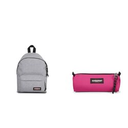 EASTPAK Orbit Petit Sac à Dos, 34 cm, 10 L, Gris (Sunday Grey) & BENCHMARK SINGLE Trousse, 27 L - Pink Escape (Rose)