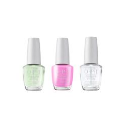 OPI Nature Strong Natural Origin Vegan Nail Polish, Emflowered, Top Coat & Base Coat Trio, 3 x 15ml