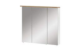 Schildmeyer Padua 142296 - Armario con Espejo, Color Blanco Brillante, decoración de Roble rústico, 70,5 x 16 x 72,5 cm