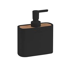 GEDY | Melbourne Dispensador de Jabón de Resina Color Negro, Dimensiones 15,7 x 12,8 x 5,6 cm y Peso 0,498 kg
