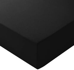 Amazon Basics Lençol-capa ajustável, 90 x 200 x 30 cm, de poliéster de microfibra, preto