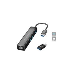 Velocraze Hub - Adaptateur Type C vers 3 Ports USB 3.0 et Ethernet Gigabit RJ45, Permet Une Connexion Rapide et Stable, idéal pour Les appareils Modernes.