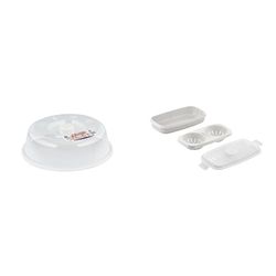 CARE + PROTECT Pack d'accessoires pour cuire au micro-ondes comprenant une cloche couvre assiettes et une pocheuse à oeufs et cuiseur à omelettes