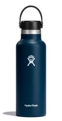 HYDRO FLASK - Waterfles van 532 ml - Vacuüm Geïsoleerde Roestvrij Stalen Drinkfles met Lekvrije Flex Cap - Dubbelwandige Herbruikbare Fles met Poedercoating - BPA-vrij - Standaard Opening - Indigo