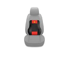 MOMO - Soporte Lumbar para Coche Ergon Corsa, Cojín Ergonómico con Espuma Viscoelástica y Gel, Medidas: 48x40x13 cm, Color Rojo y Negro