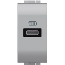 Bticino NT4192C Cargador USB con una Entrada Tipo C para Instalar en la Placa Livinglight, para la Carga rápida de Dispositivos electrónicos de hasta 20 W, 1 módulo, Tech