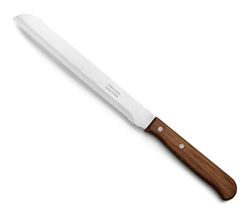 Arcos Serie Latina - Caja 12 uds Cuchillo panero - Hoja serrada de Acero Inoxidable NITRUM de 170 mm - Mango de Madera comprimida Color marrón (12 UDS)