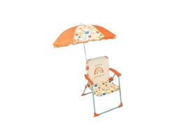 FUN HOUSE | FRUITY'S Chaise Pliante pour Enfant avec Parasol Ø 65 cm | H53 x L39 x P39 cm | Licence Officielle | Mobilier Extérieur | Chaise Enfant Plage Été | Idée Cadeau Plen Air Dès 3 Ans