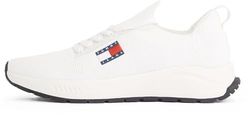 Tommy Jeans Baskets de Running Homme Kntitted Basses, Blanc (Ecru), 45