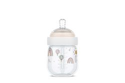 Mepal Baby Bottle Mio, Transparent Cap for Storage, Anti-Colic Baby Bottles, Spiral Design Prevents Blocked Teat, Medical Grade Silicone, 165 ml, Sunshine & Rainbow
