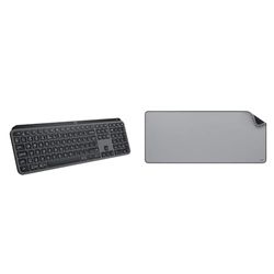 Logitech MX Keys S, Tastiera Wireless, Profilo Basso, Tasti Programmabili, Retroilluminazione & Desk Mat - Studio Series, Multifunzione, Tappetino per Mouse Esteso