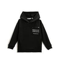 Koton Bedrukte hoodie met zakdetail sweatshirt, zwart (999), 5-6 jaar voor kinderen, zwart (999), 5-6 jaar