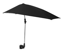 Versa-Brella Adjustable Umbrella, paraguas ajustable 360° en 3 posiciones, con forro UPF 50+, ligero y fácil de montar, 107 cm, ideal para playa, camping, patio, deportes y cochecitos - Negro