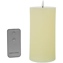 DRW Lot de 4 bougies en cire avec LED et télécommande, couleur ivoire, 10 x 10 x 20 cm