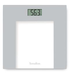TERRAILLON - TP1000 - Pèse personne électronique, Compact et ultra plat 30cm x 30cm, Plateau verre, Large écran LCD, Capacité 150Kg, Graduation 100g, Glass
