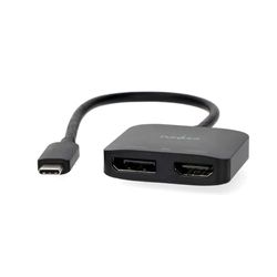 Nedis USB-C-adapter – USB 3.2 Gen 1 – USB-C-kontakt – DisplayPort-uttag/HDMI-utgång – 8K@30Hz – 0,20 m – rund – nickelpläterad – svart – låda