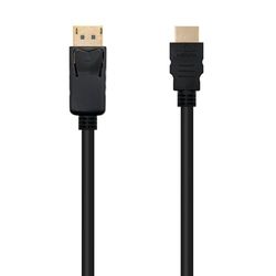 DisplayPort naar HDMI converterkabel met stekker aan beide uiteinden, zwart, lengte 2,0 m, ideaal voor het aansluiten van apparaten met een DP-uitgang op beeldschermen met HDMI-ingang.