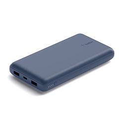 Belkin USB C Portable Charger 20000mAh, 20K Power Bank with USB Type C Input Output Port and 2 USB A Ports with Included USB C to A Cable for iPhone, Galaxy, Pixel, iPad, AirPods and More – Blue