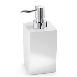 Gedy G-Bangkok Dosassavon Blanc, Dimensions et Poids : 17,3 x 7,3 x 8,4 cm et 0,365 kg, capacité 250 ML, Distributeur de Savon de Bain en résine et Sable, Design R&D, 2 Ans de Garantie, Unique