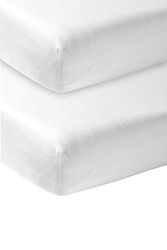 Lote de 2 lençóis-capa Meyco Baby Uni para o berço (lençol de jersey macio, 100 % algodão, respirável, dimensões: 40 x 80/90 cm), branco