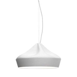 Lampada a sospensione LED 8-16W con paralume in ceramica e interno in smalto modello Pleat Box 47, colore bianco, 44 x 44 x 26 centimetri (riferimento: A636-230)