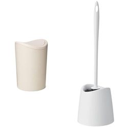 TATAY Poubelle Salle Bain et Brosse Toilettes WC | Poubelle Salle Bain Ecohome avec Couvercle à Bascule | Capacité 6L | Brosse Toilettes WC Blanche | Ensemble Résistant et 100% Recyclable