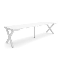 Skraut Home | Mesa Consola Extensible | Mesa Comedor Plegable | 300 | para 14 comensales | Patas Madera Maciza | Estilo Moderno | Blanco