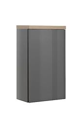 Composad | Pensile Bagno della Linea MUNDI, con 1 Anta, Mobiletto Bagno, Armadietto, Elegante e Moderno, (LxAxP) 39,6x66,8x22 cm, Grigio Titanio Laccato e Rovere Mielato, Made in Italy