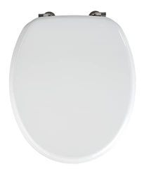 WENKO Tapa de WC Valencia blanco - sujeción de acero inox, MDF, 36 x 43 cm, Blanco