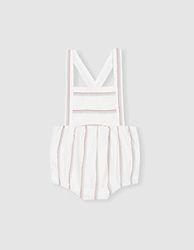 Gocco Unisex Baby Rana De Rayas klänning, Broderad vit, 12 Månader