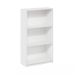 Furinno Basic 3-nivåer bokhylla förvaringshyllor, vit/vit