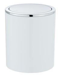 WENKO Portarifiuti con coperchio basculante Inca bianco 2 ltr. - Contenitore portarifiuti con coperchio basculante Capacità: 2 l, ABS, 14 x 16.8 x 14 cm, Bianco