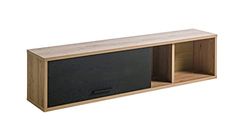 COMPOSAD Hangkast van de lijn VITRUVIA met 1 klep en 1 vak, wandhangkast voor woonkamer, hangkast (b x h x d) 150 x 35 x 28,6 cm, kleur eiken honing en zwart, Made in Italy