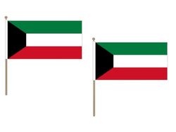 Drapeau Koweït 45x30cm HAMPE en bois - LOT DE 10 Drapeaux koweïtien 30 x 45 cm - AZ FLAG