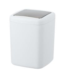 Wenko Barcelona S Swing Top Bin, White, Cosmetic Bin, Completely Shatterproof, Capacity: 3 L, Plastic (TPE), 15 x 20 x 15 cm, White