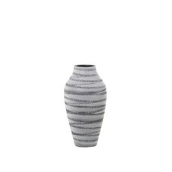 Alexandra House Living Vase Grey Ceramic Stripes 22 x 21 x 39 cm