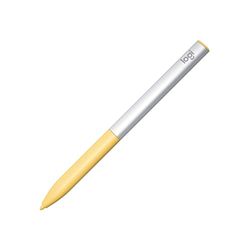 Logitech Pen per Chromebook Stilo USI ricaricabile progettato per l'apprendimento, Certificato per Chromebook, Nessuna associazione, Impugnatura morbida antiscivolo - Argento/Giallo