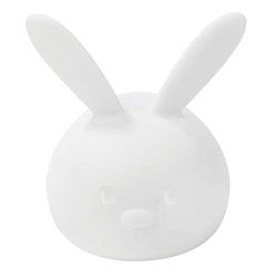 Nattou Luz noturna LED de coelho de silicone, ativação por voz, 7 cores, sem BPA, 13,5 x 10,5 x 15 cm, silicone, branco