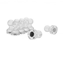 Small Transparent Acrylic Push Pin Magnet for Fridge, Whiteboard, Noticeboard, Filing Cabinet - 11mm dia x 17mm tall - Pack of 10