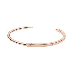 PANDORA Signature Pulsera rígida abierta I-D chapada en oro rosa de 14 quilates, 4