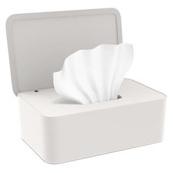 Kolamom Boîte à Lingettes Distributeur, Boîtes de Papier Toilette Humide pour Bébés et Adultes, Boîte de Lingette Humides avec Couvercle pour l'extérieur, la maison et le bureau - Blanc