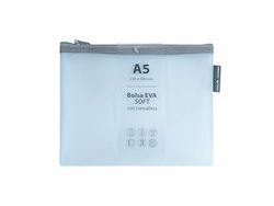 Grafoplás | EVA Soft a5 Zip Bag | Pastel Blue | Soft Touch | Zipper Bag Made with Transparent EVA Rubber | Perfect for Protecting and Transporting Documents, Mobiles, Tablets or Puzzles