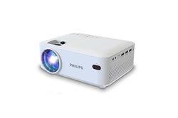 Philips NeoPix 100, fast videoprojektor, 65 tum (165 cm) skärm, LED, inbyggda Hi-Fi-stereohögtalare, USB-, HDMI och 3,5 mm jackkabel, kompakt, vit