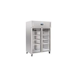 Polar Refrigeration G-Series 600W Upright Double Door Gastro Display Fridge 1200 Litre, Stainless Steel, 2°C to 8°C, 2010(H)x1340(W)x800(D)mm, 6 Shelves, Energy Rating C, 4 Lockable Castors | CW198