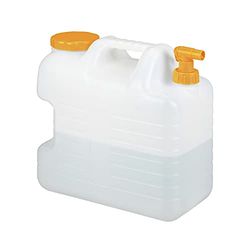 relaxdays Bidon d’Eau avec Robinet, 20 litres, Plastique sans BPA, Couvercle, poignée, réservoir, Blanc/Orange, 37 x 19.5 x 36.5 cm